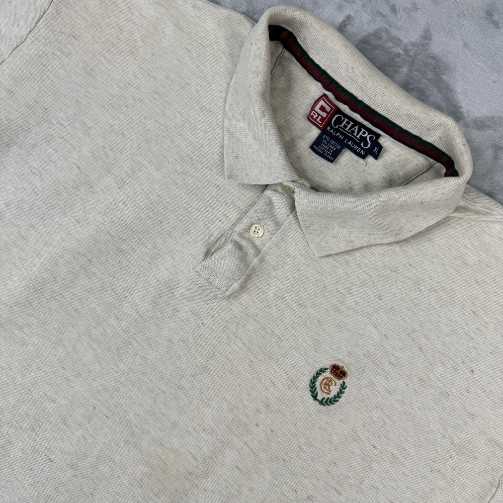 Ralph Lauren Chaps Men's Polo Shirt In A Light Beige/Cream Size XL 100% Cotton